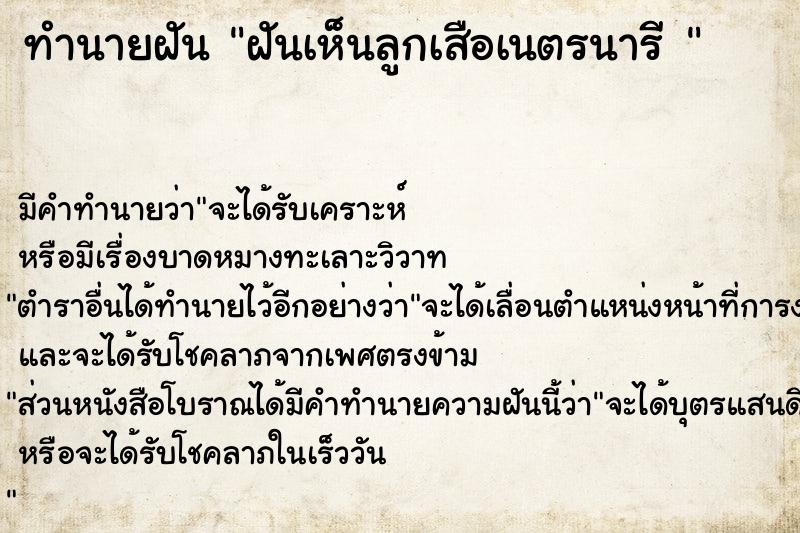 ทำนายฝันทำนายฝันฝันเห็นลูกเสือเนตรนารี